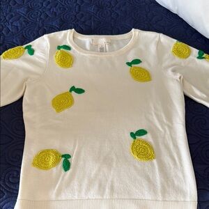 Women’s Lemon Embroidered White Top
